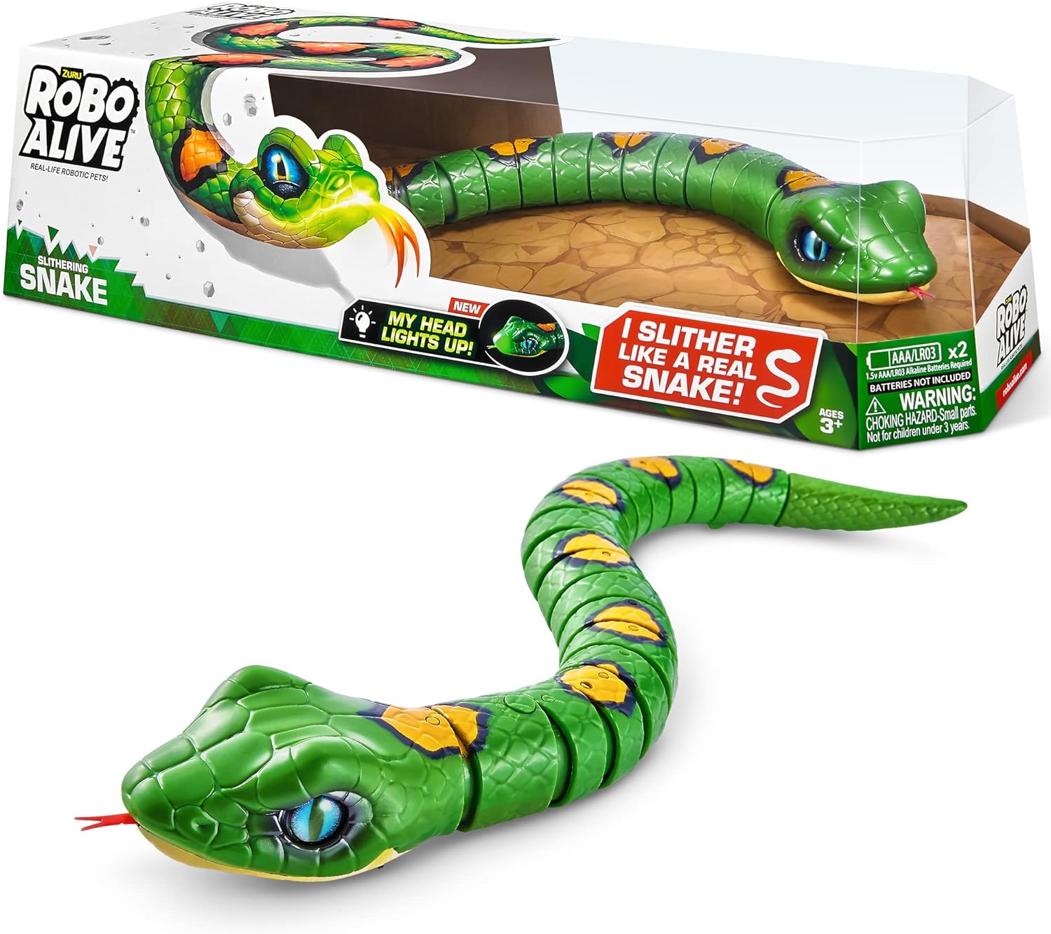 Robo Alive ZURU Serpiente Escurridiza Serie 3 Verde